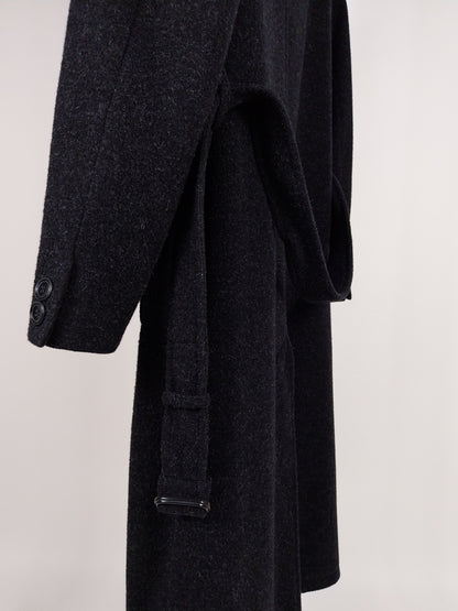 Cappotto lungo vintage in lana grigio antracite