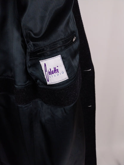 Cappotto lungo vintage in lana grigio antracite