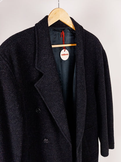 Cappotto lungo vintage in lana grigio antracite