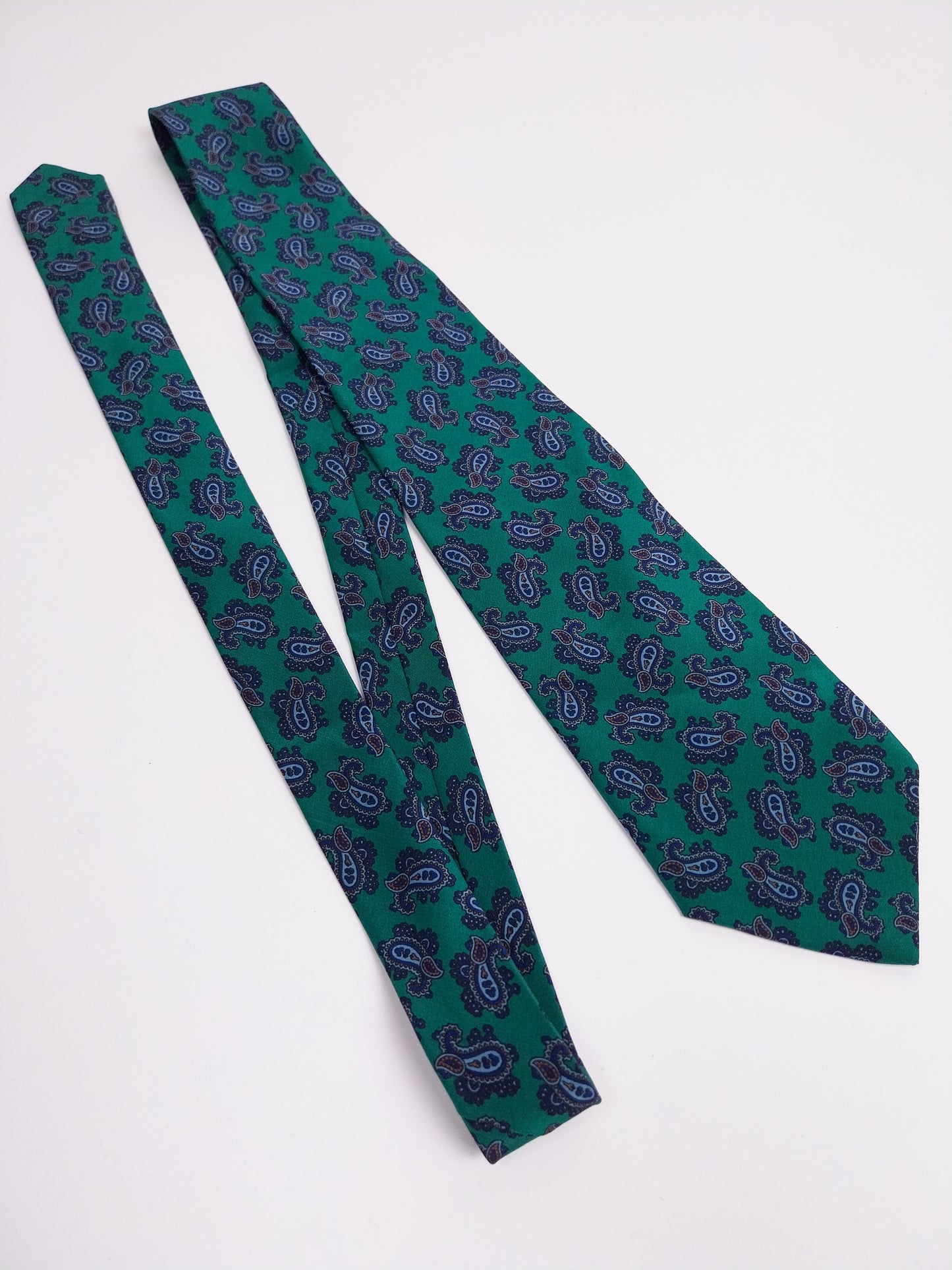 Cravatta Vintage Seta Christian Dior Monsieur Fantasia Paisley Verde