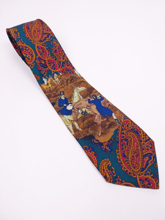 Cravatta Vintage Les Copains Seta Stampa Colorata Anni '90