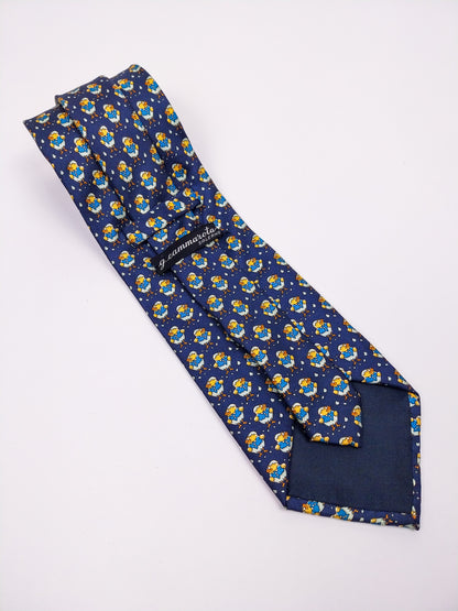 Cravatta Vintage Seta Made in Italy Blu Fantasia Originale Anni '90