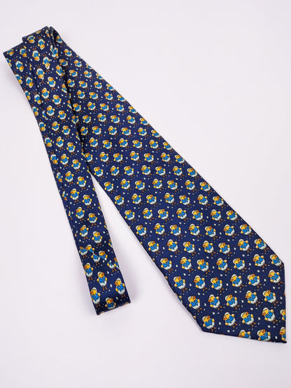 Cravatta Vintage Seta Made in Italy Blu Fantasia Originale Anni '90