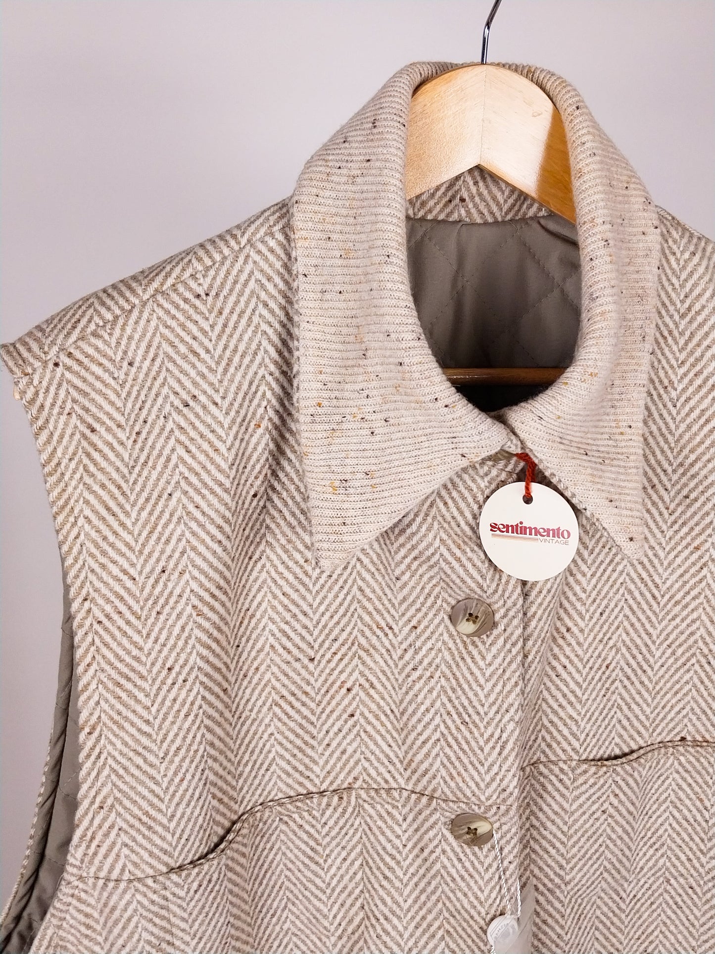 Gilet Vintage Double Face Trapuntato Beige – Lana Spigata