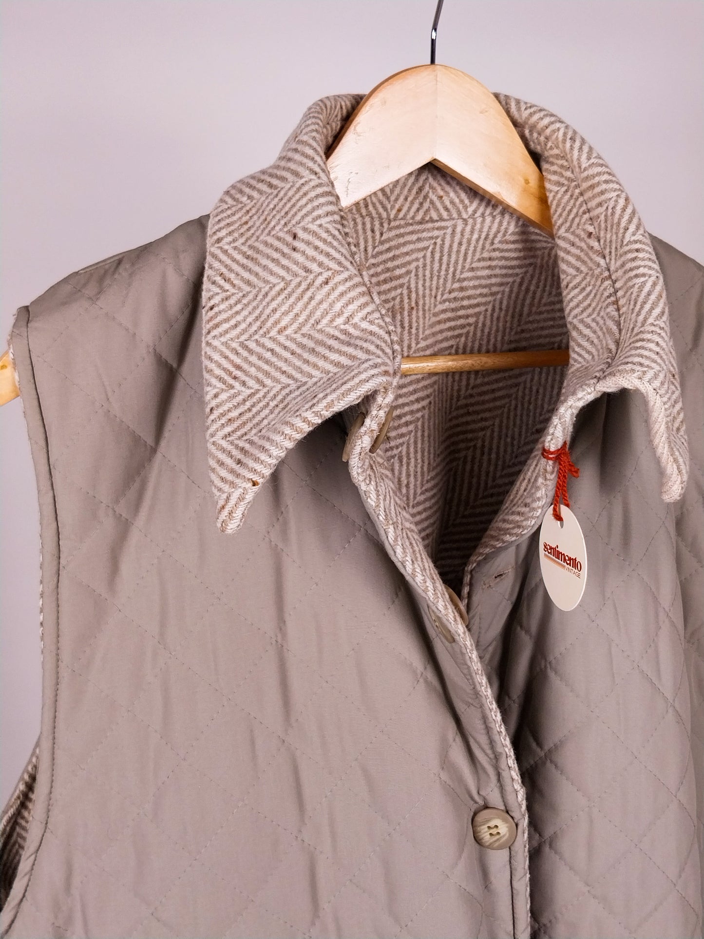 Gilet Vintage Double Face Trapuntato Beige – Lana Spigata