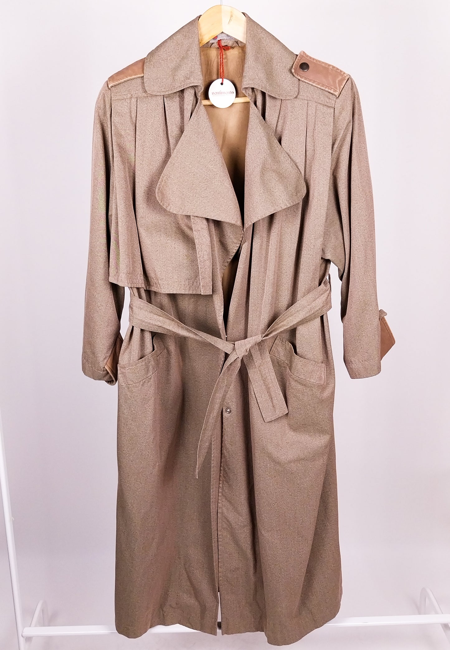Trench donna Vintage Anni ’80 in Cotone – Beige Cammello – Made in Italy