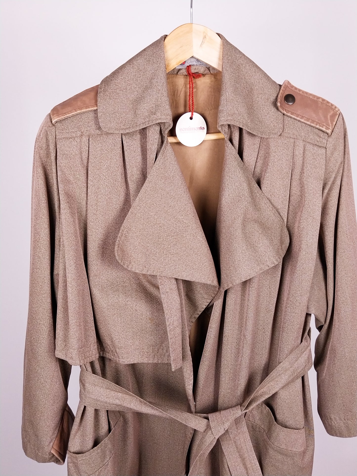 Trench donna Vintage Anni ’80 in Cotone – Beige Cammello – Made in Italy