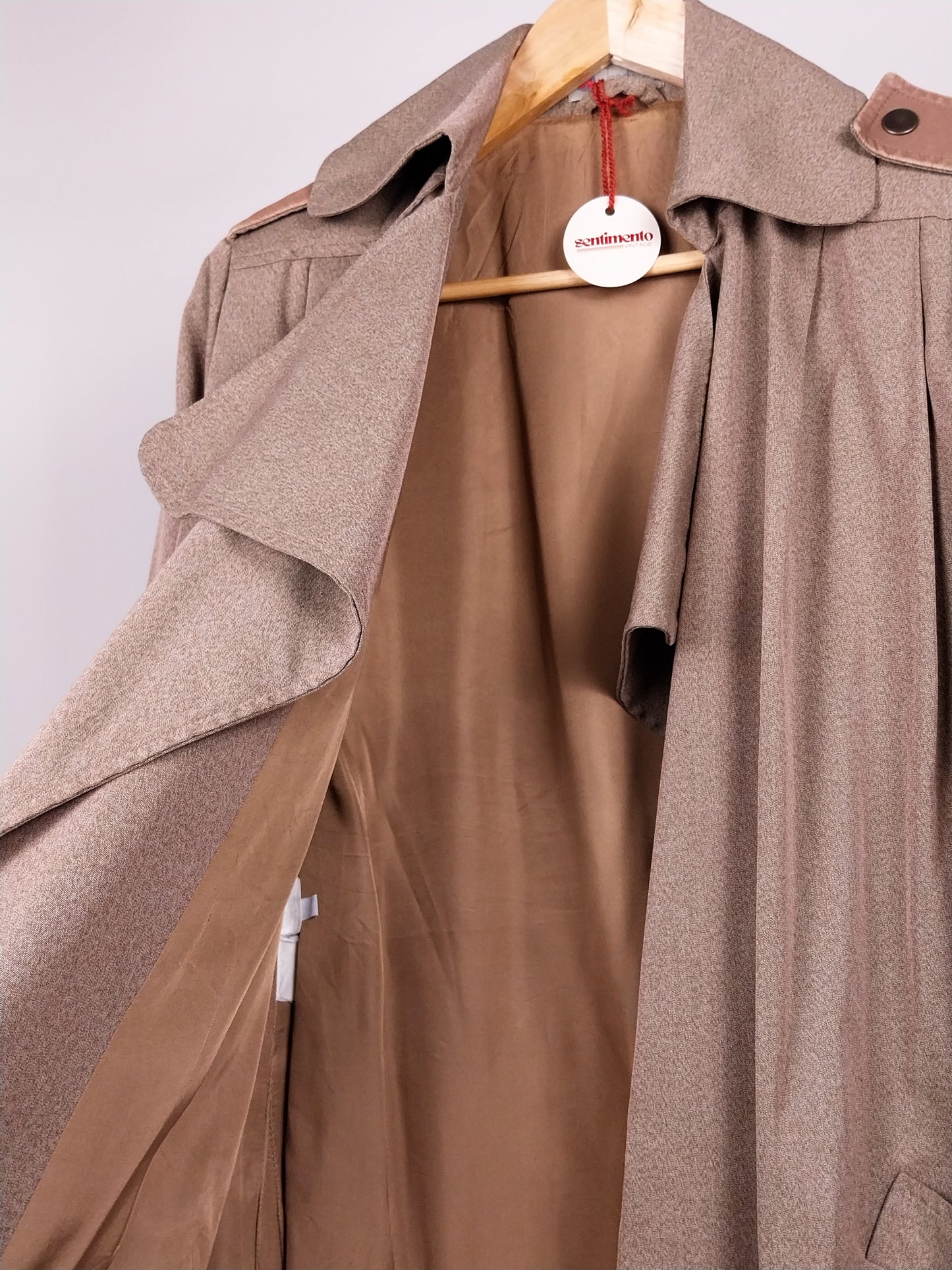 Trench donna Vintage Anni ’80 in Cotone – Beige Cammello – Made in Italy
