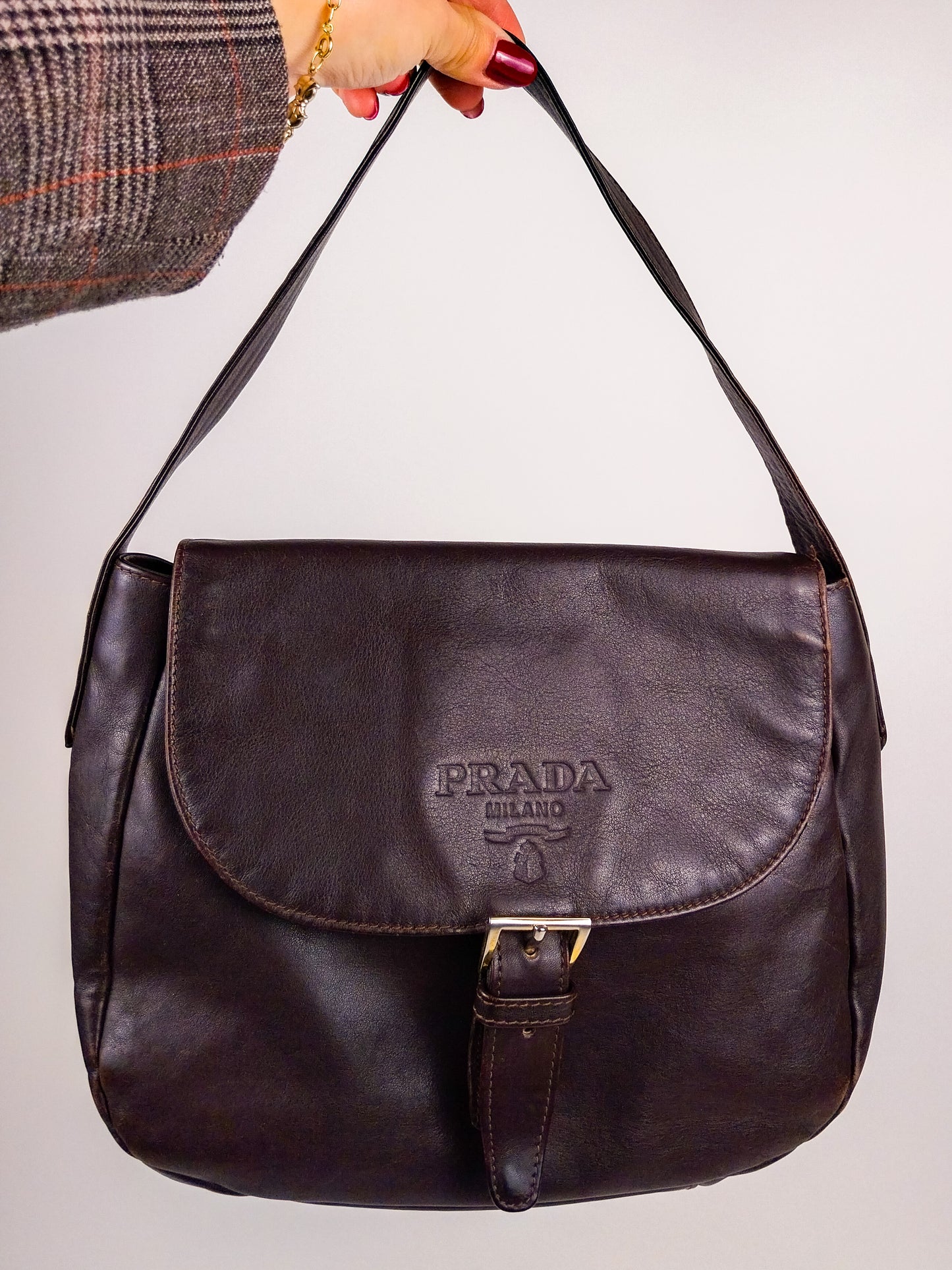 Borsa Prada Vintage in Pelle Testa di Moro