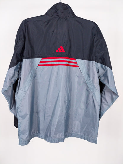Giacca Vintage Adidas Windbreaker Nero/Grigio con Interno Rosso – Taglia M