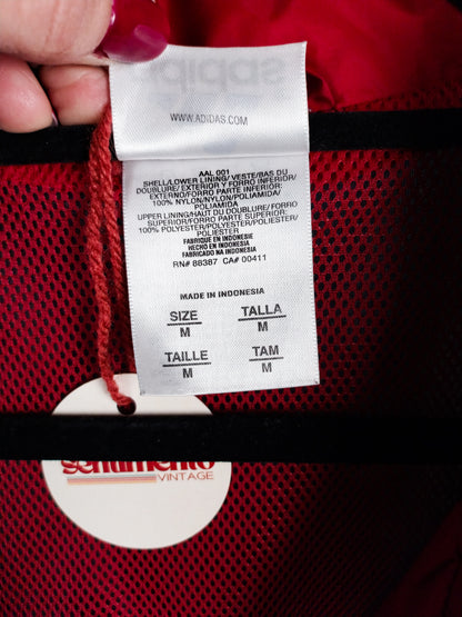 Giacca Vintage Adidas Windbreaker Nero/Grigio con Interno Rosso – Taglia M