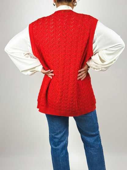 Gilet Vintage Rosso Traforato Anni '80