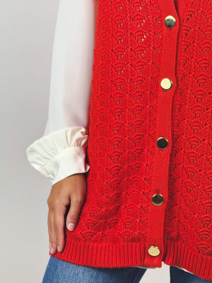 Gilet Vintage Rosso Traforato Anni '80