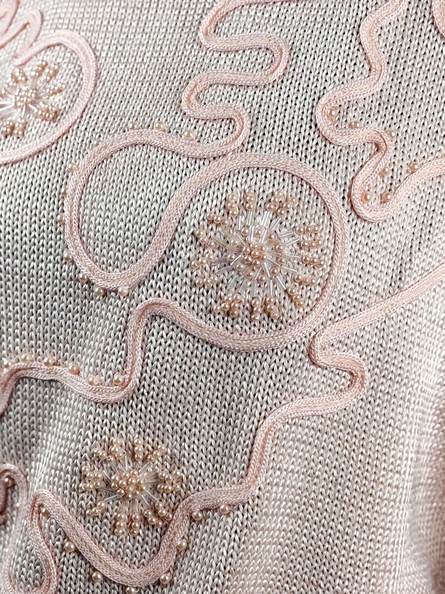 Maglioncino Rosa Vintage Cotone con Perline Anni '90