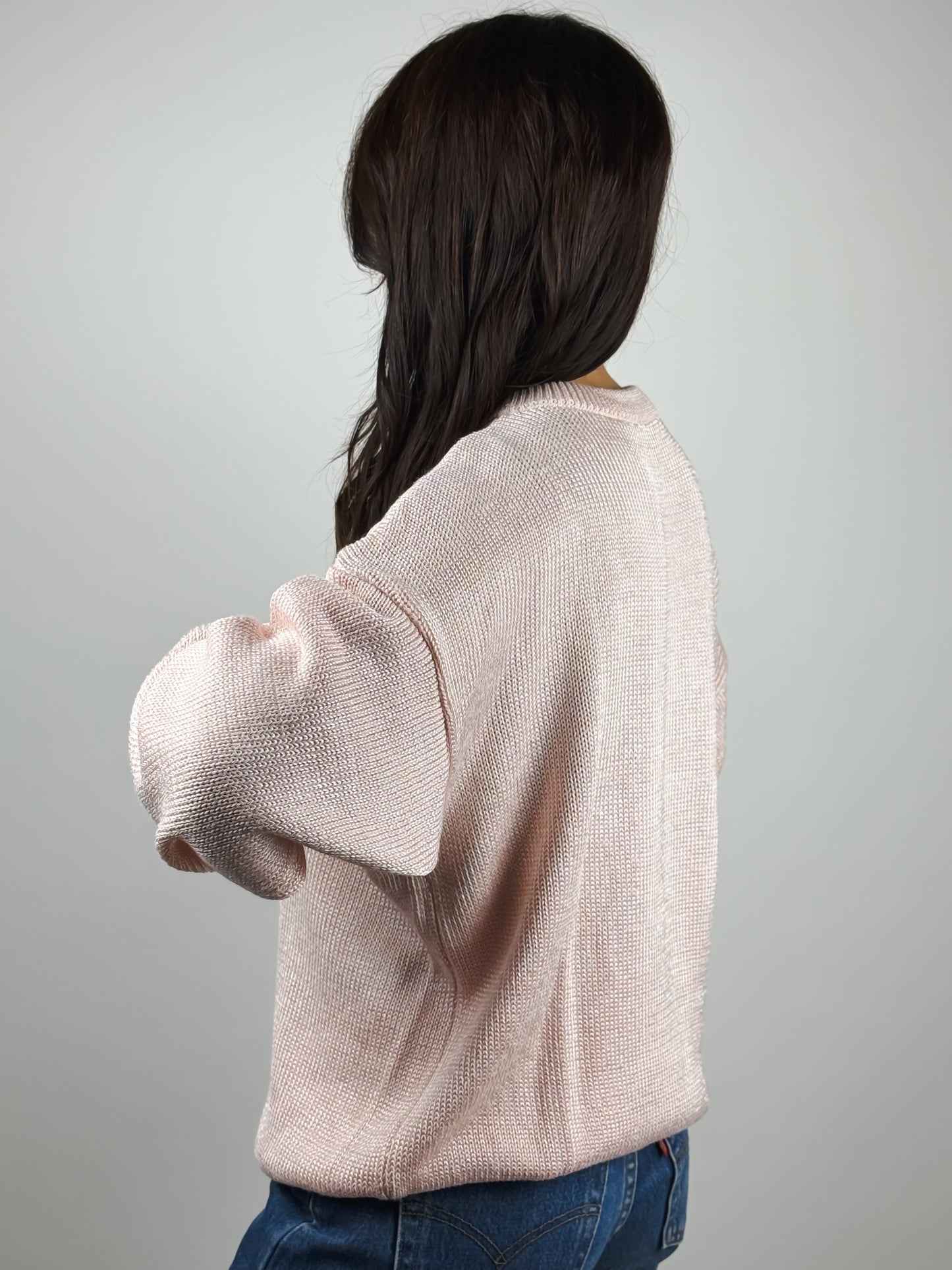 Maglioncino Rosa Vintage Cotone con Perline Anni '90