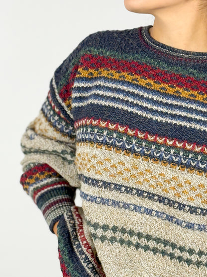 Maglione Lana Vintage Anni '90 Righe Unisex - Made in Italy