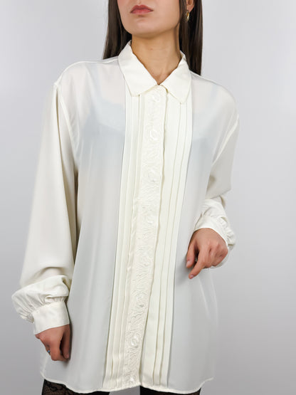 CREAM SHIRT WITH EMBROIDERY