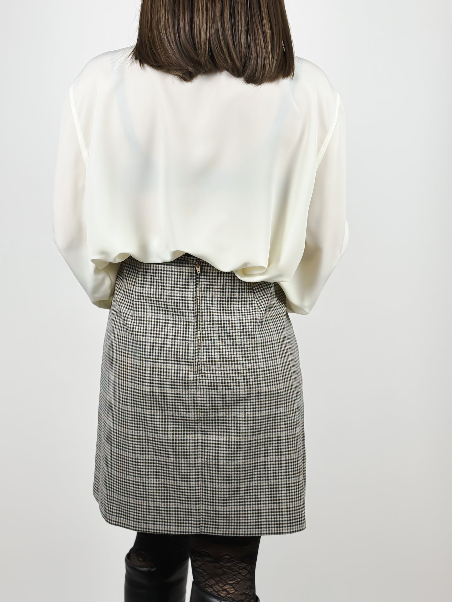 HOUNDSTOOTH CHECKED MINI SKIRT