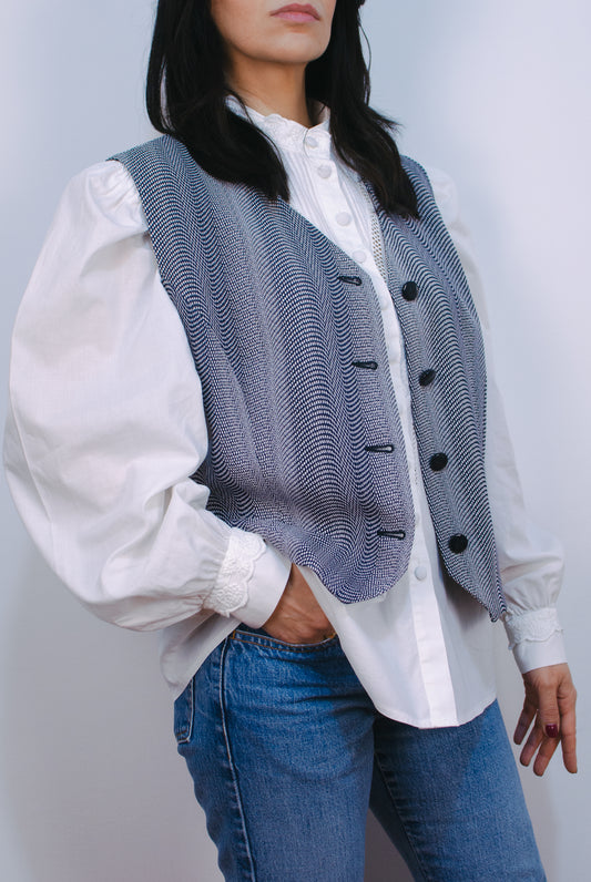 GILET A FANTASIA BLU VINTAGE