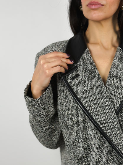 BLAZER LANA CON DETTAGLI IN PELLE