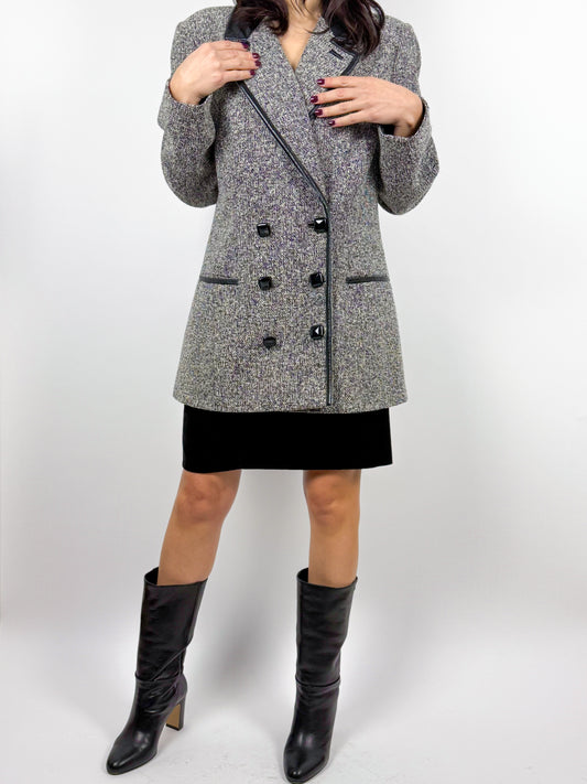 BLAZER LANA CON DETTAGLI IN PELLE