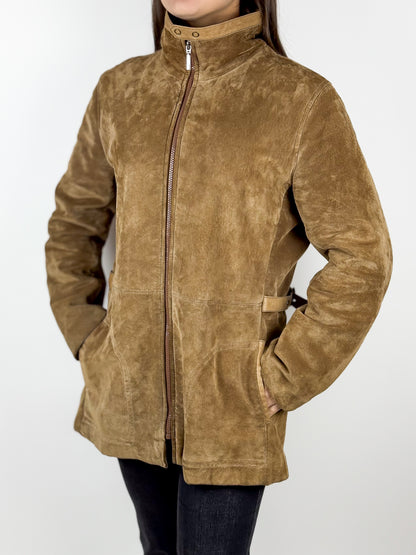 Giubbotto Vintage Pelle Scamosciata Cammello