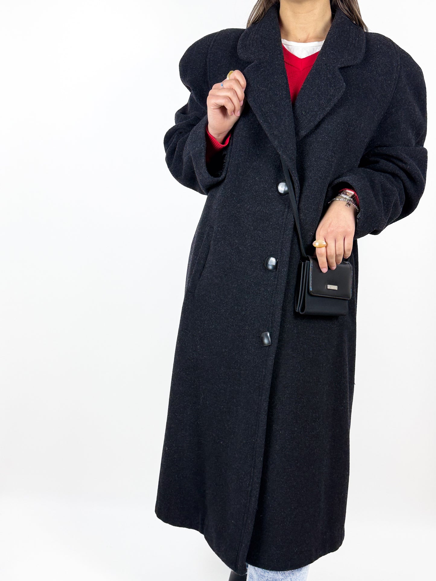 Cappotto Vintage Donna in Lana Grigio Scuro - Made in Italy