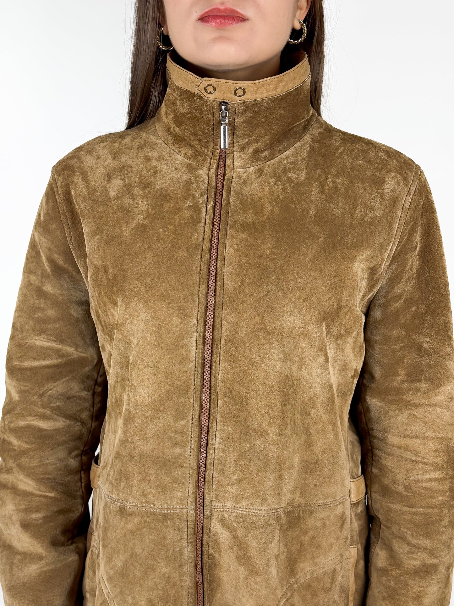 Giubbotto Vintage Pelle Scamosciata Cammello