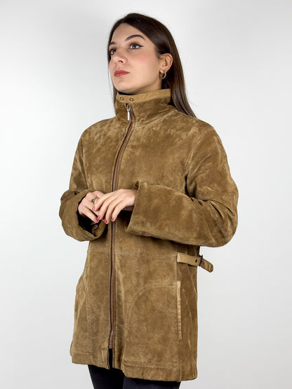 Giubbotto Vintage Pelle Scamosciata Cammello