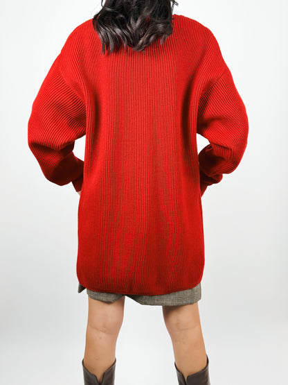 CARDIGAN ROSSO PURA LANA