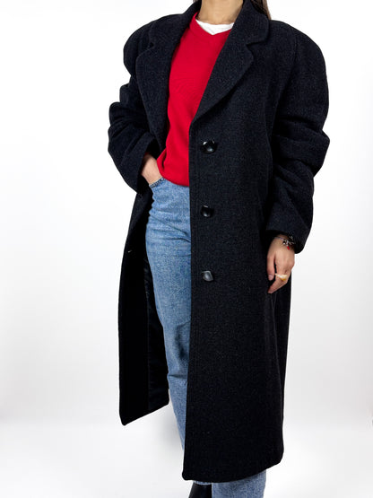 Cappotto Vintage Donna in Lana Grigio Scuro - Made in Italy
