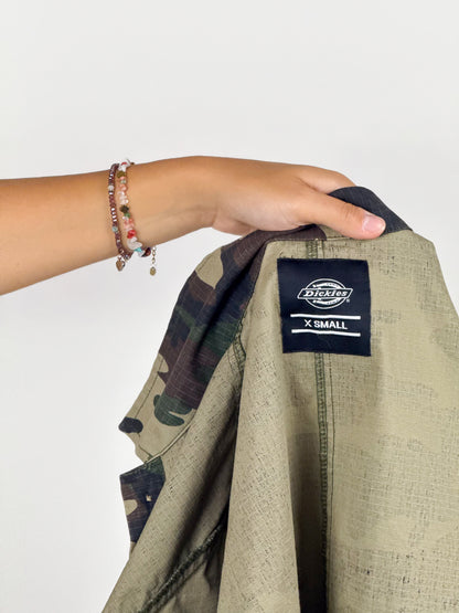 Giacca Crop Top Dickies Vintage Militare Camouflage - Taglia XS