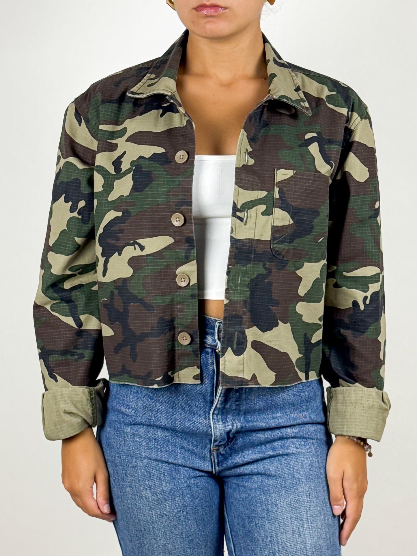 Giacca Crop Top Dickies Vintage Militare Camouflage - Taglia XS