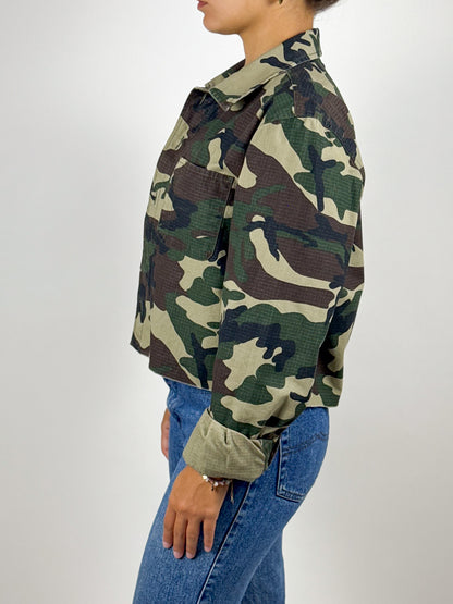 Giacca Crop Top Dickies Vintage Militare Camouflage - Taglia XS