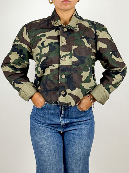 Giacca Crop Top Dickies Vintage Militare Camouflage - Taglia XS