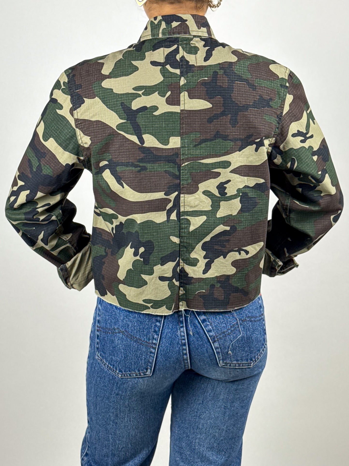 Giacca Crop Top Dickies Vintage Militare Camouflage - Taglia XS