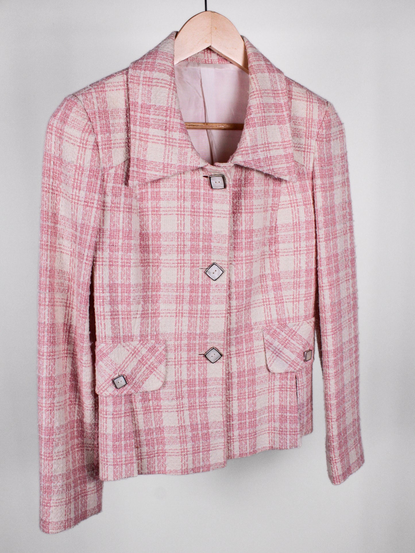 Completo Vintage Donna Y2K Rosa Check – Giacca e Minigonna IT 40