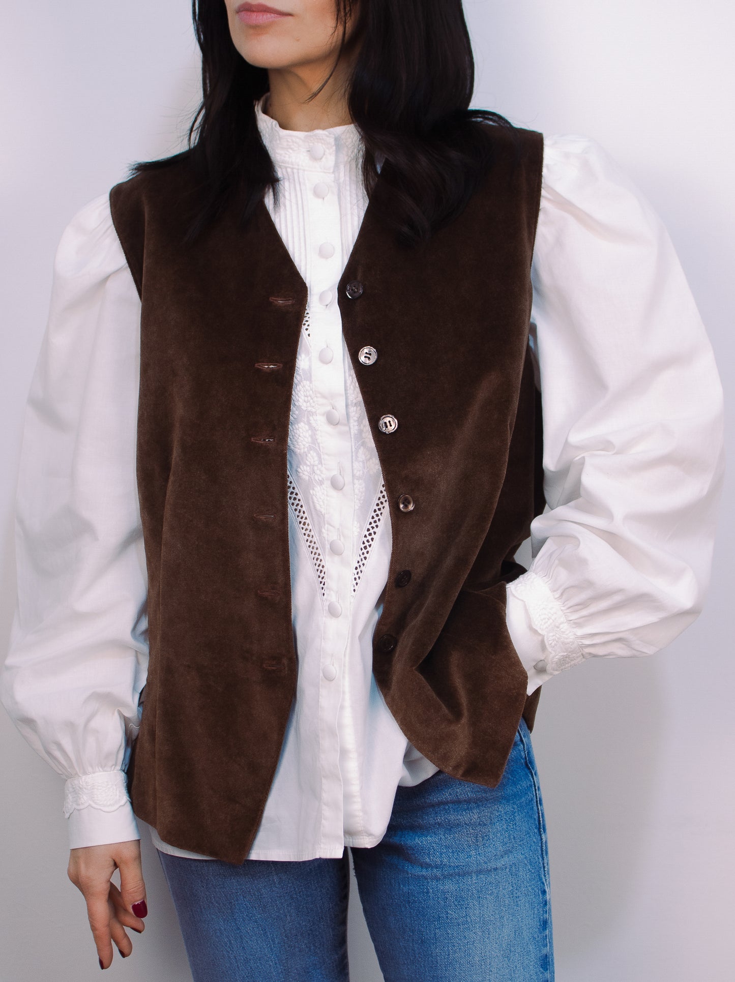 GILET IN VELLUTO MARRONE