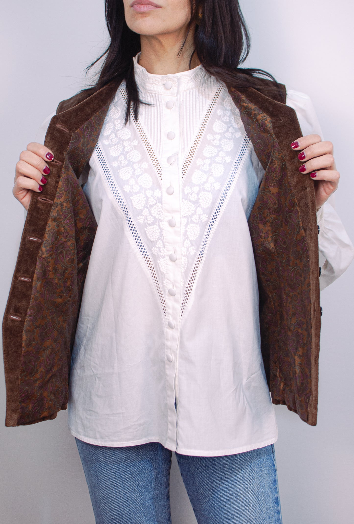 GILET IN VELLUTO MARRONE