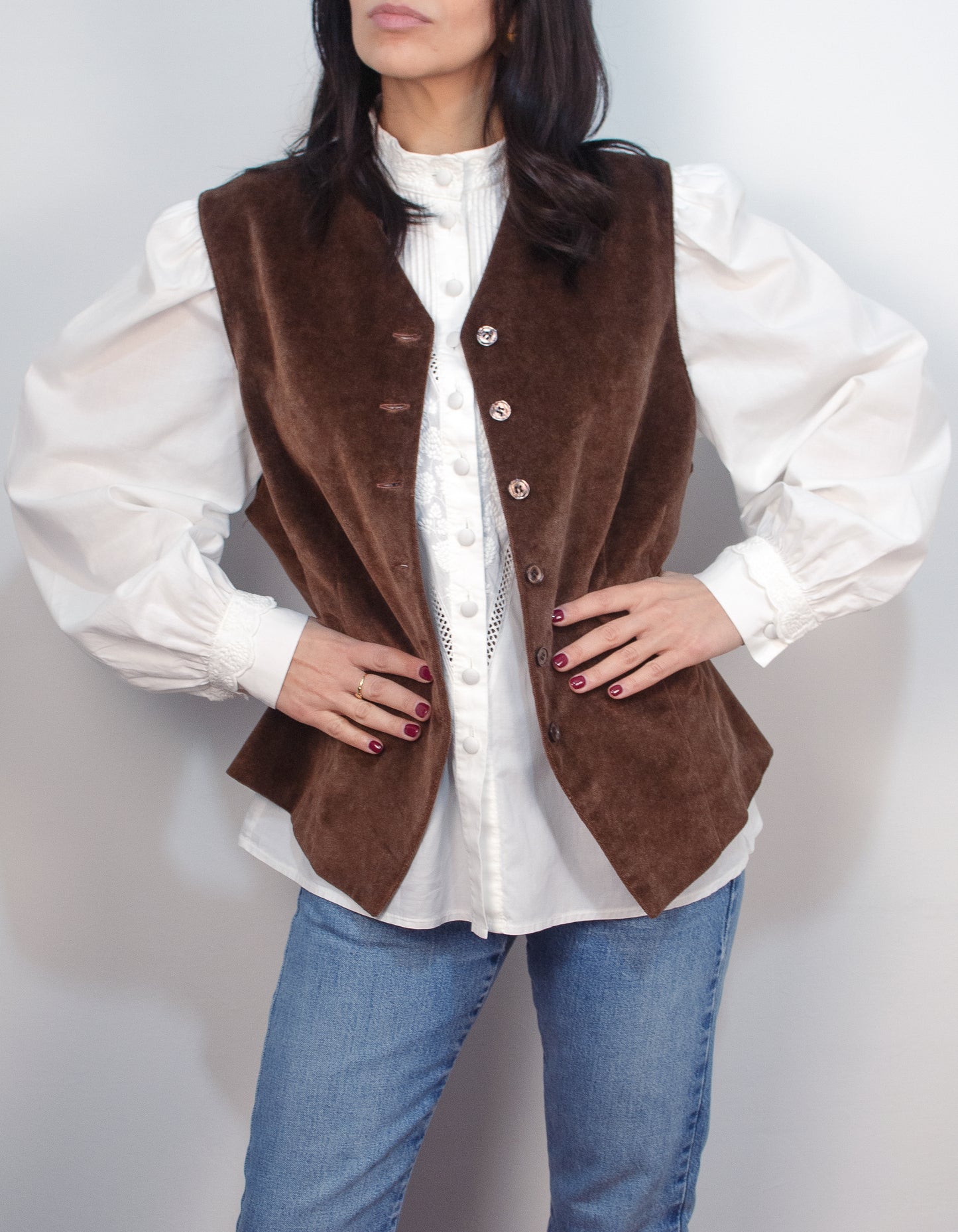 GILET IN VELLUTO MARRONE