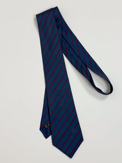 Cravatta Vintage Christian Dior Monsieur - Seta Regimental Blu Bordeaux Made in Italy