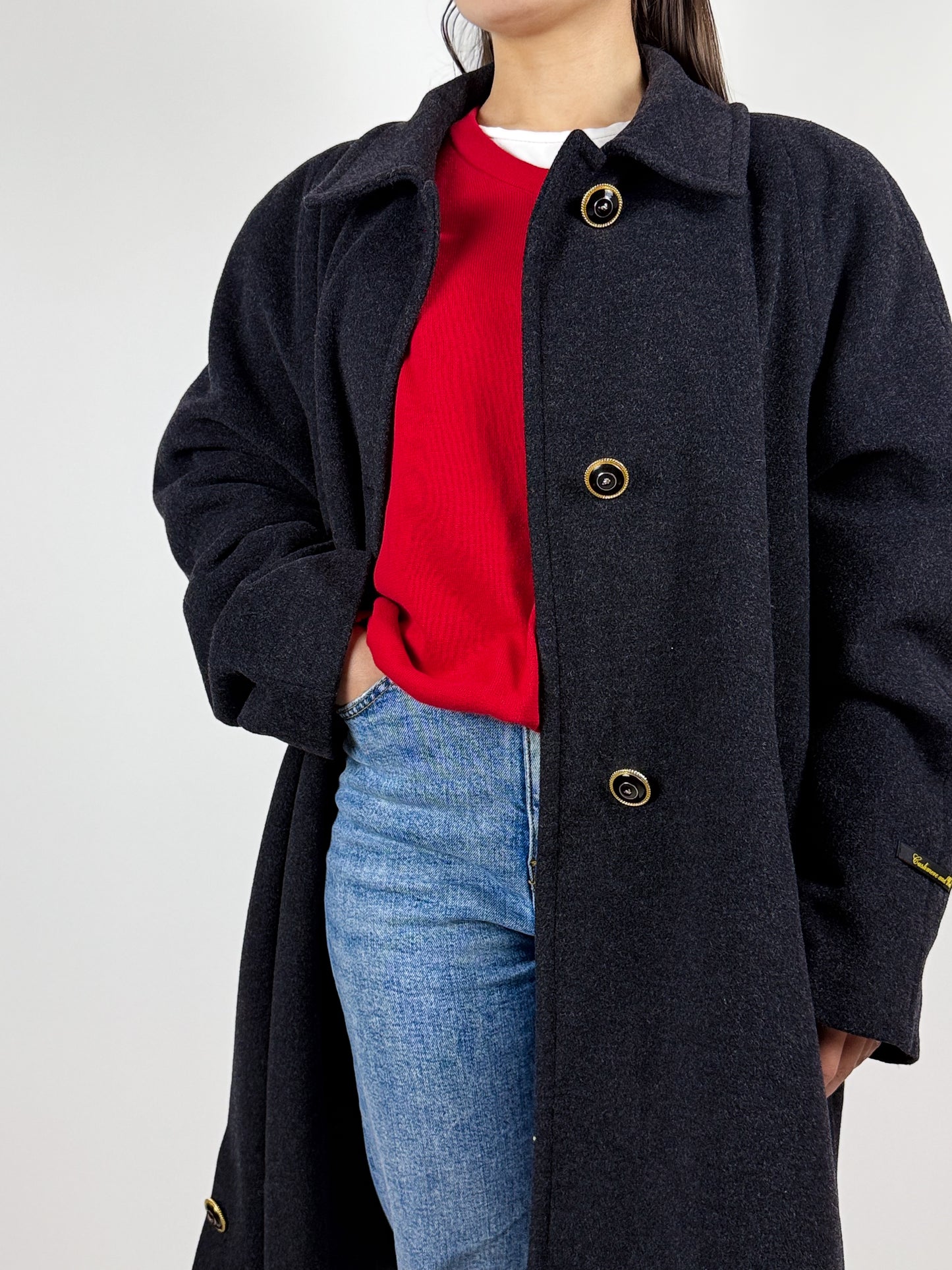 Cappotto Vintage Donna in Lana e Cashmere Grigio - Made in Italy