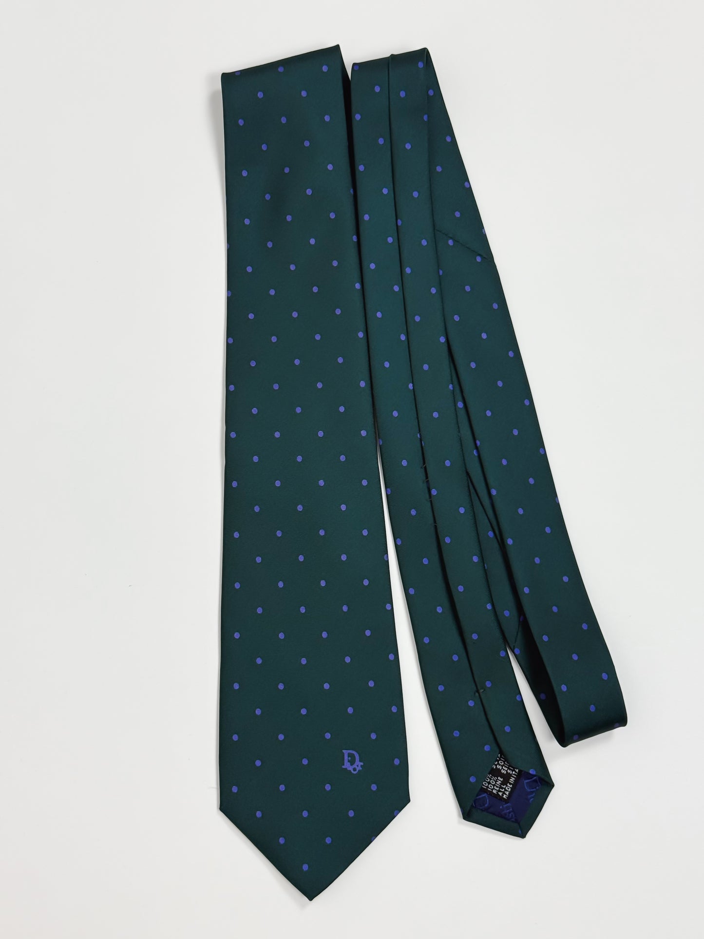 Cravatta Vintage Christian Dior Monsieur - Seta Verde Petrolio Made in Italy