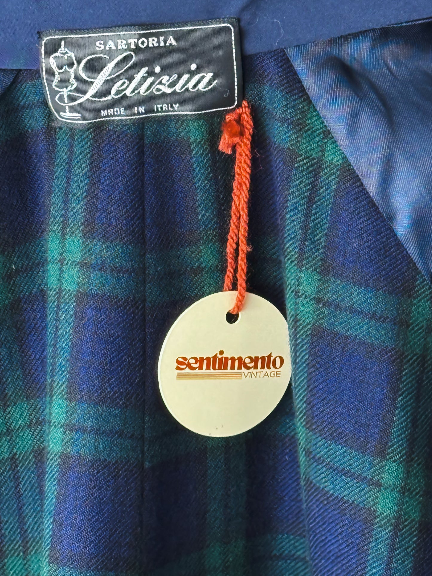 Trench Vintage Cotone Blu Manica 3/4 Interno Lana Made in Italy