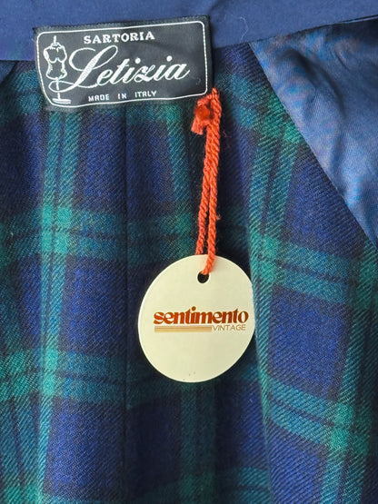 Trench Vintage Cotone Blu Manica 3/4 Interno Lana Made in Italy