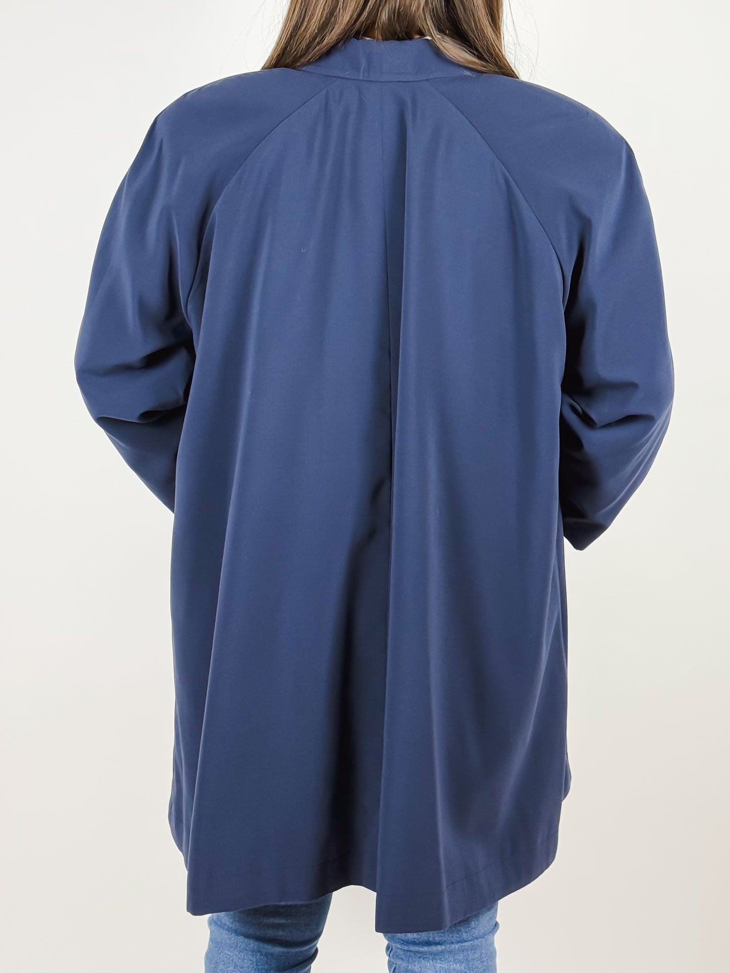 Trench Vintage Cotone Blu Manica 3/4 Interno Lana Made in Italy