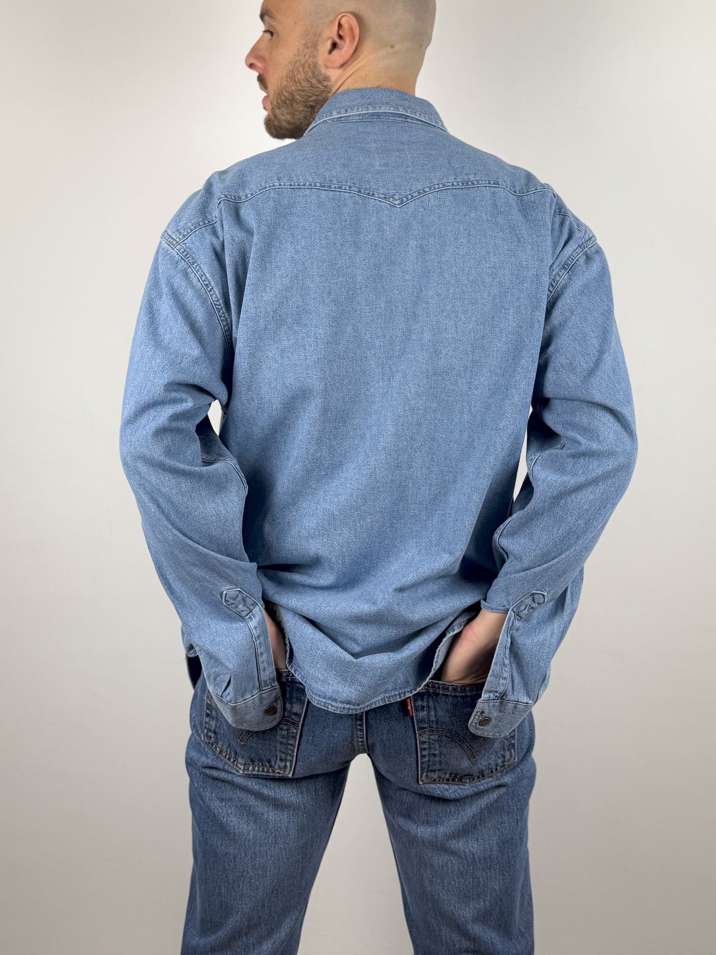 CASUCCI LIGHT WASH JEANS SHIRT