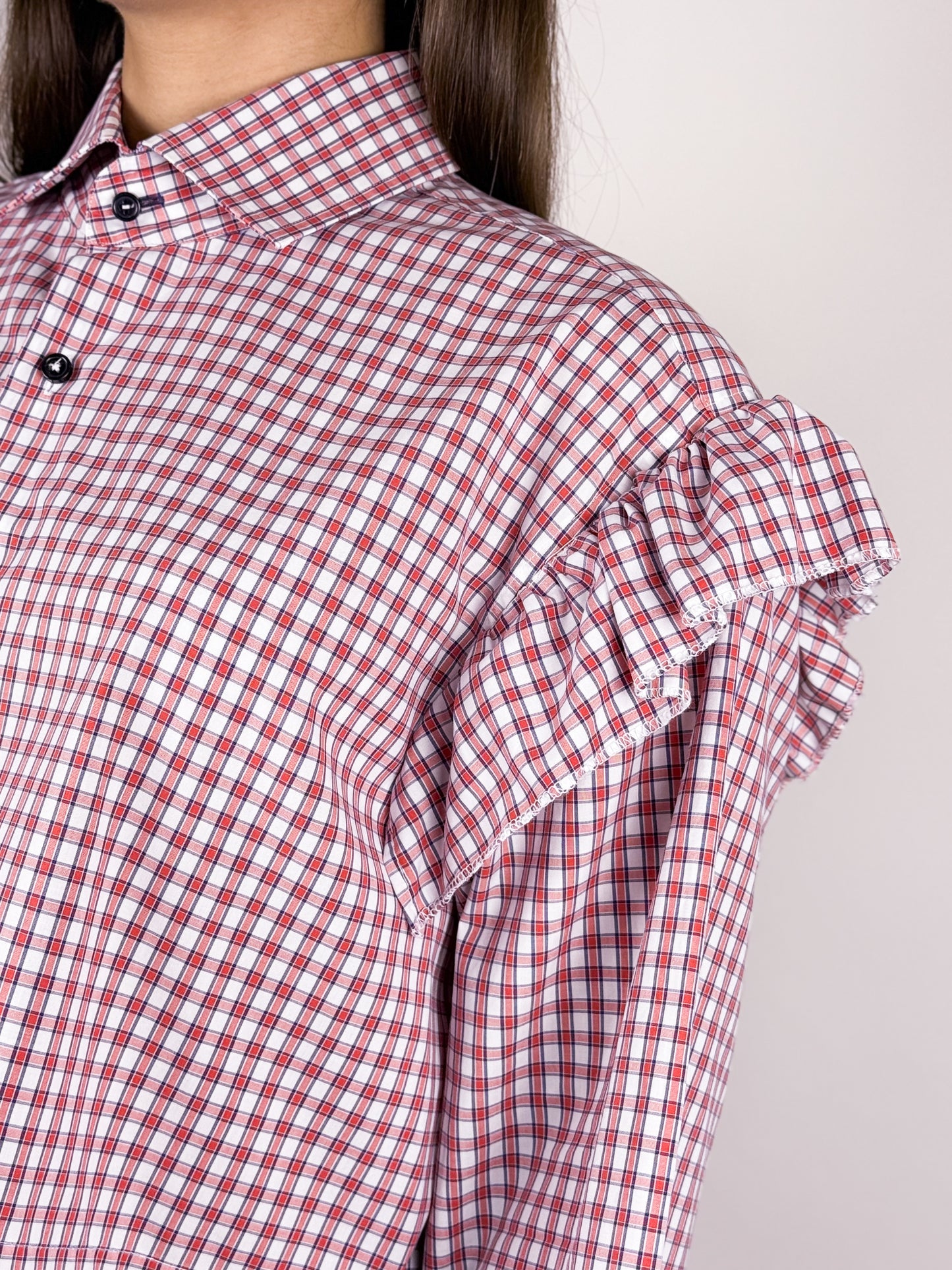 Camicia vintage crop upcycled BOSS a quadri