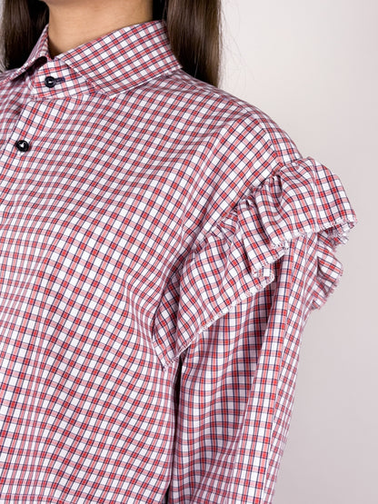 Camicia vintage crop upcycled BOSS a quadri