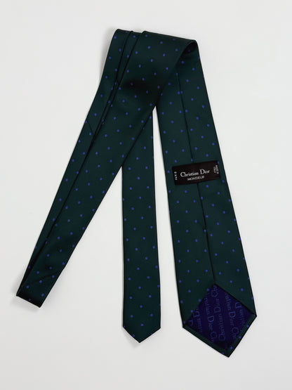 Cravatta Vintage Christian Dior Monsieur - Seta Verde Petrolio Made in Italy